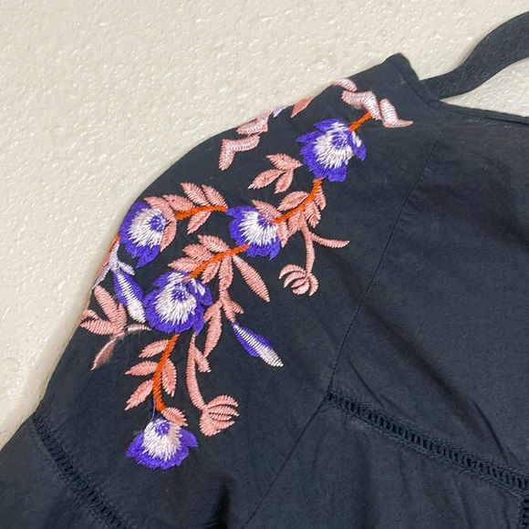 Free People Women’s Black Embroidered Boho Mini Dress – Size Sm Festive Goth - Picture 10 of 10